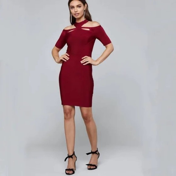 BEBE red bandage bodycon dress size m - Picture 1 of 5